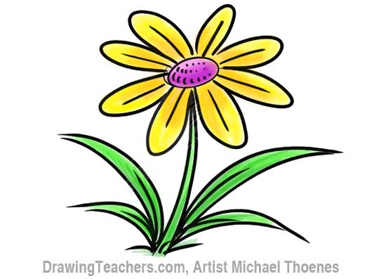 Cartoon Flower - How to Draw a Flower Step by Step.