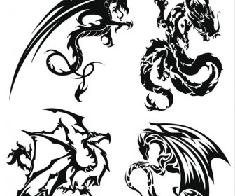 Dragon Tattoo Vector Set Of 6 Different Tattoos In Clipart - Free ...
