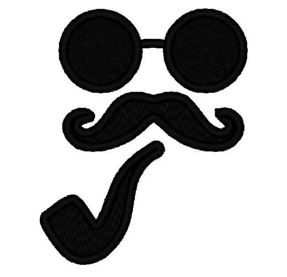 Glasses and Moustache Mustache Pipe Silhouette by DChaseDesigns