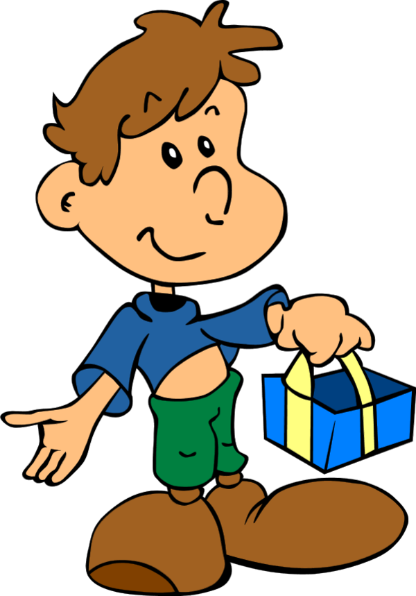 Boy with gift - vector Clip Art