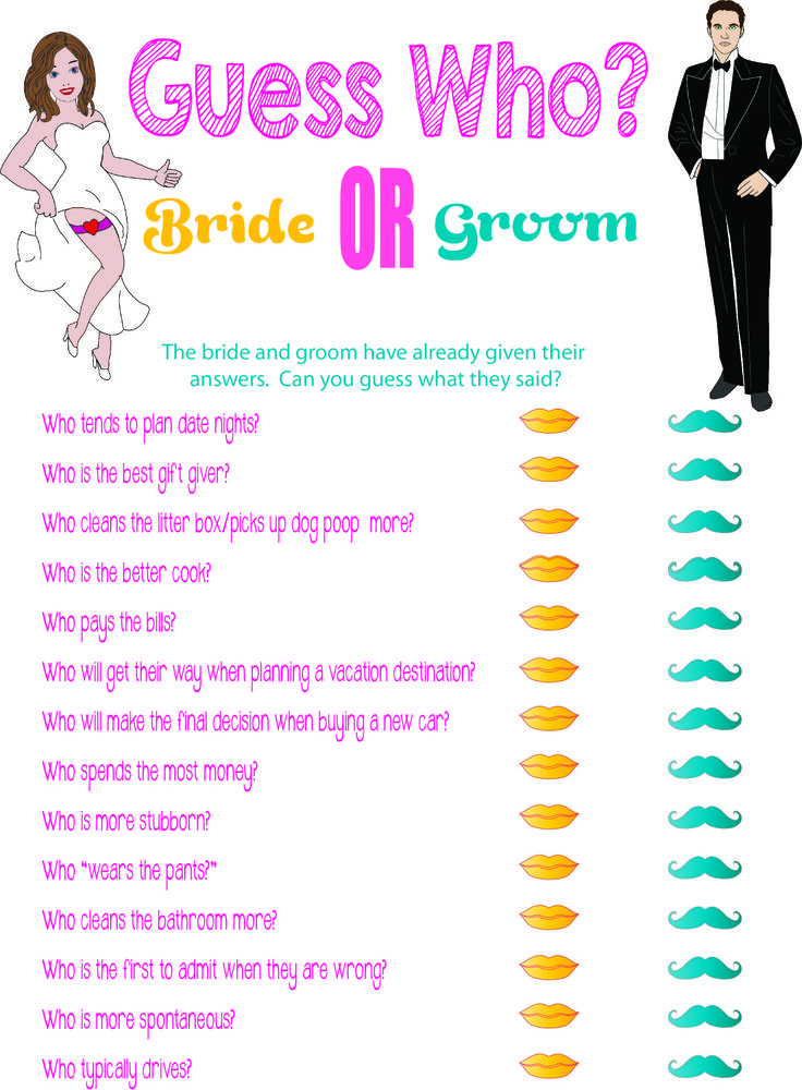 Printable Bridal Shower Game Guess Who Cliparts co