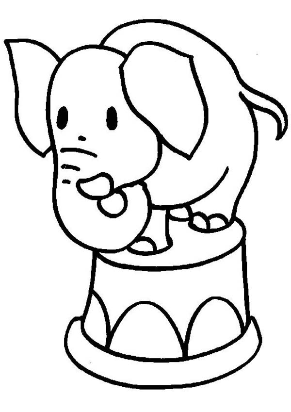 Little Elephant Standing on a Bucket Coloring Page - NetArt