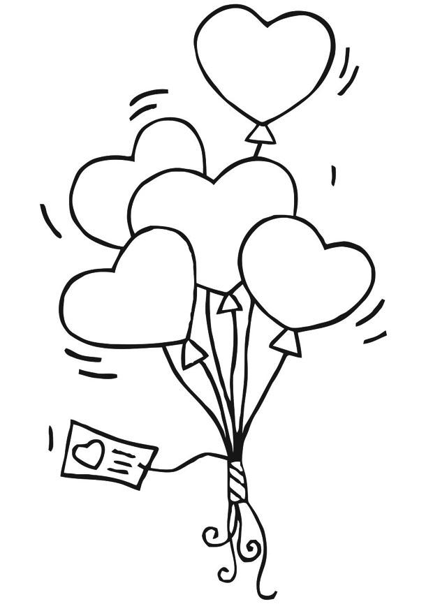 Coloring page heart balloon - img 21188.