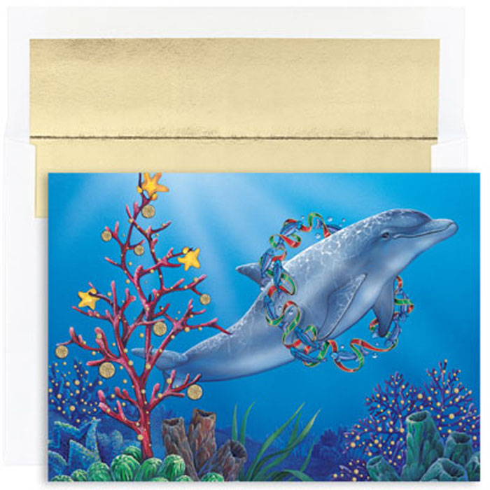 Warm Wonderful Holiday Christmas Cards Dolphin | MonsterMarketplace.