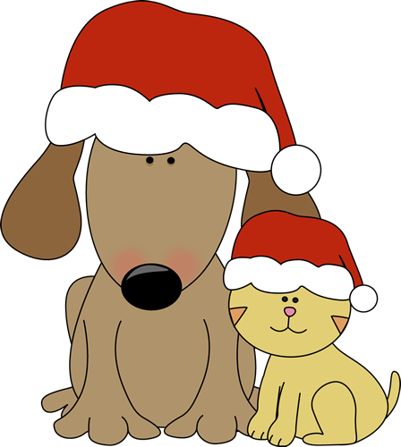 Christmas Dog and Cat Clip Art - Christmas Dog and Cat Image
