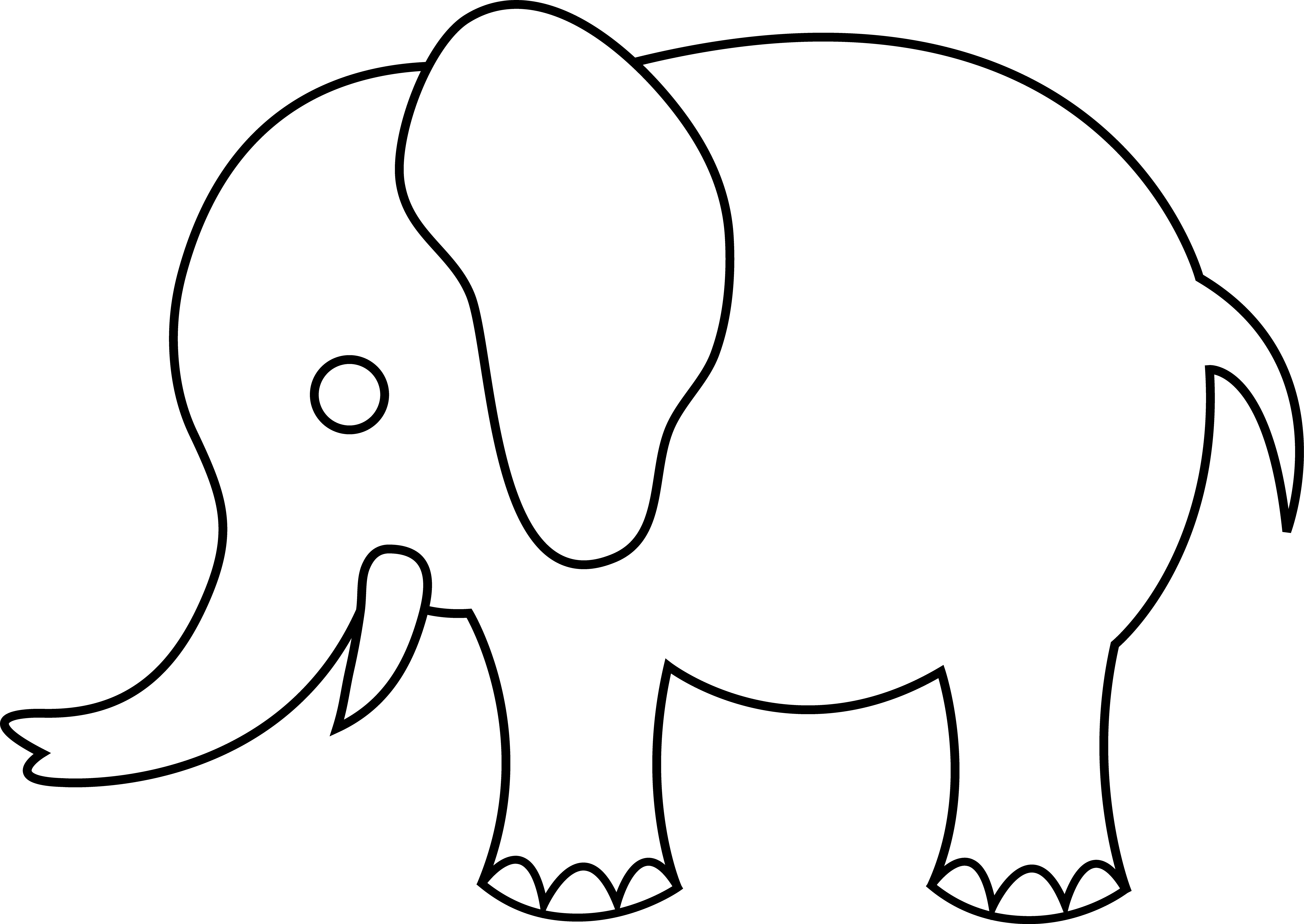 Cute Elephant Line Art - Free Clip Art