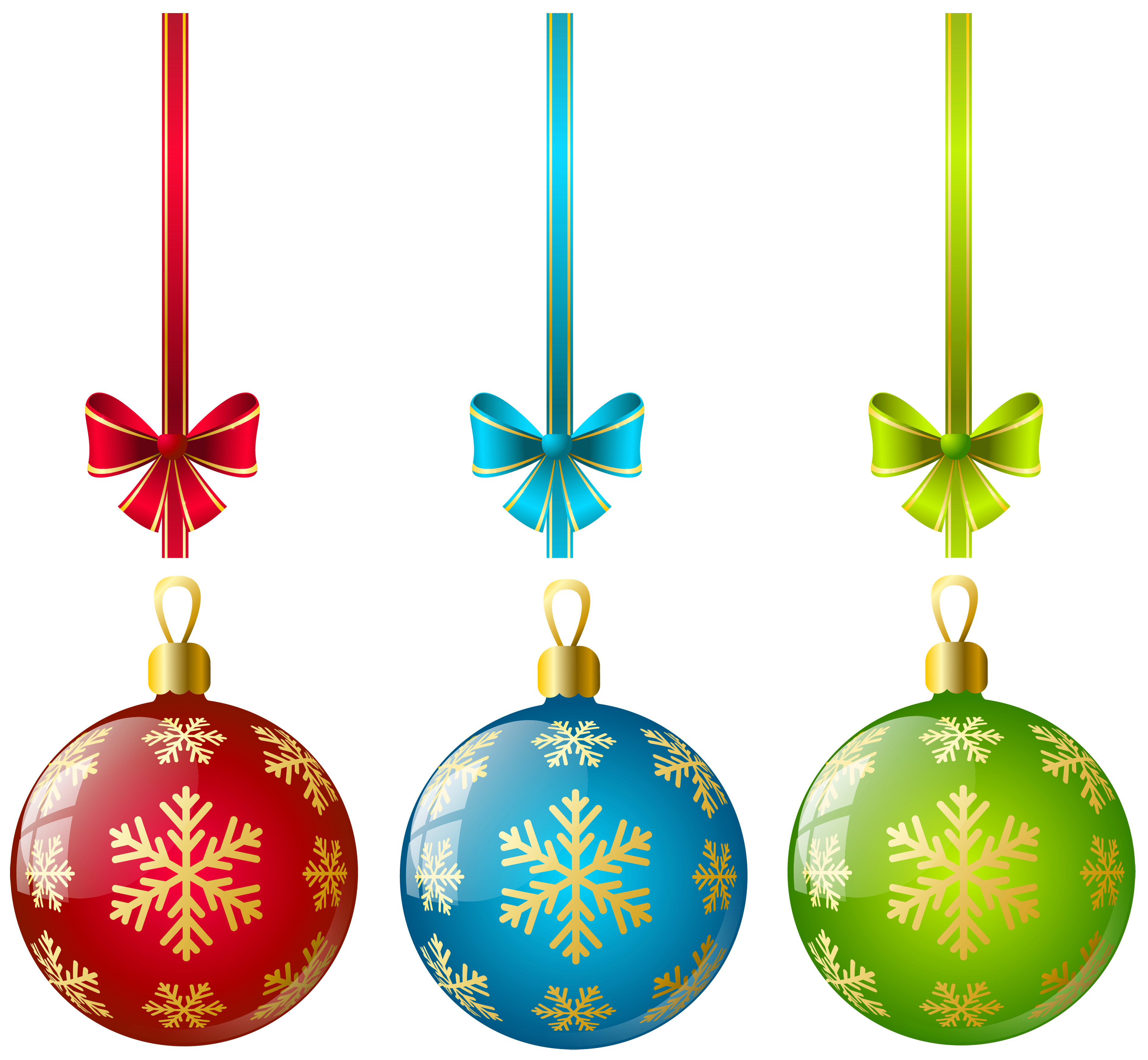 Large Transparent Three Christmas Ball Ornaments Clipart