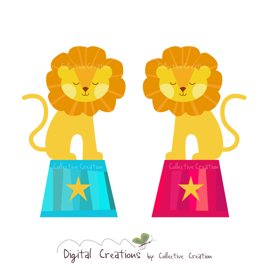 Circus Lions Digital Clipart Personal and by CollectiveCreation