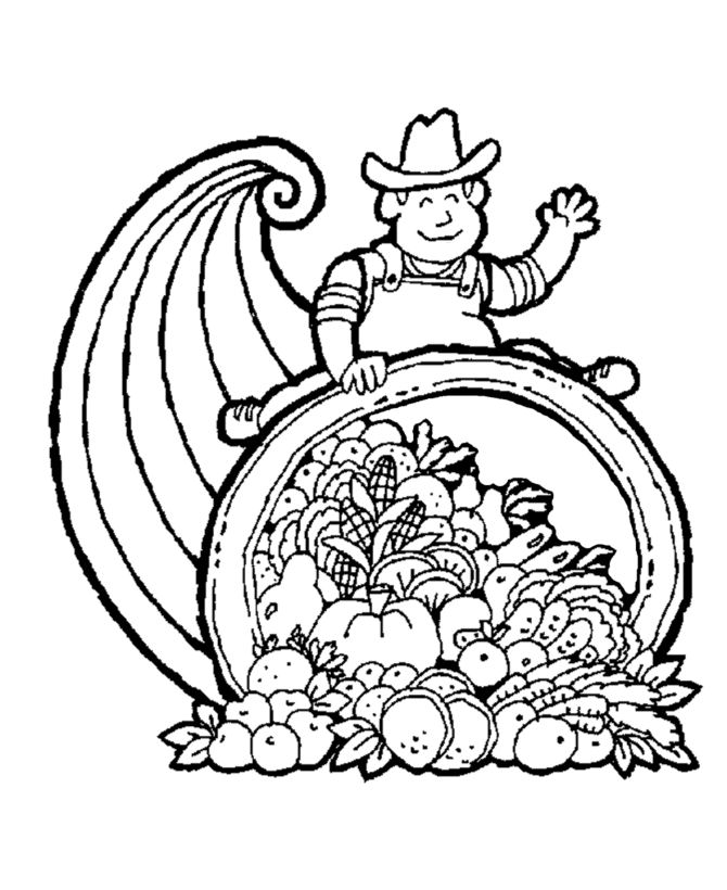 Thanksgiving Day Coloring Page Sheets - Cornucopia 2 (Horn of ...