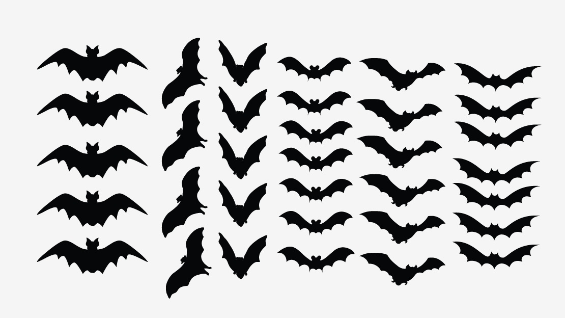 Scary Bats Halloween Decal Set of 34 Bats #1168 - InnovativeStencils