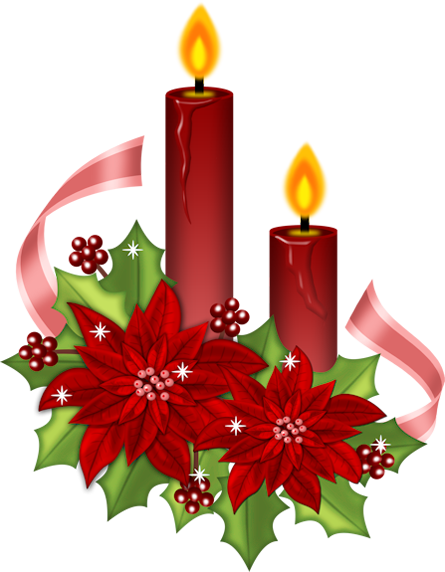 Red Christmas Candles with Poinsettia