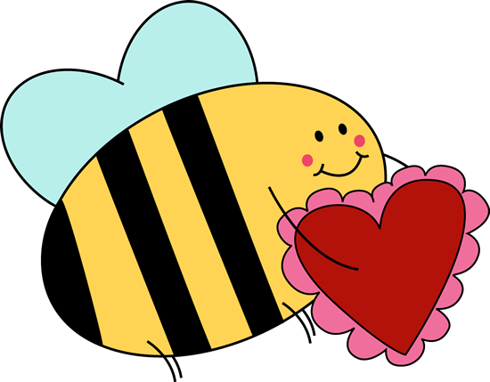 Bee Carrying Valentine Heart Clip Art - Bee Carrying Valentine ...