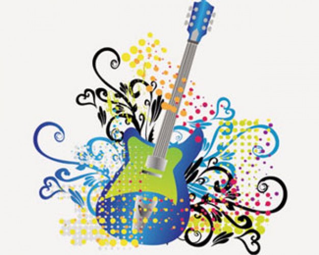 Stock Illustrations Guitar-Music Elements Vector Vector | Free ...