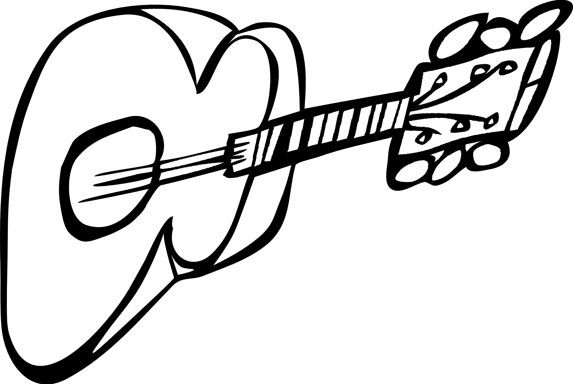 Guitar 1 Black White Line Art Coloring Sheet Colouring Page ...
