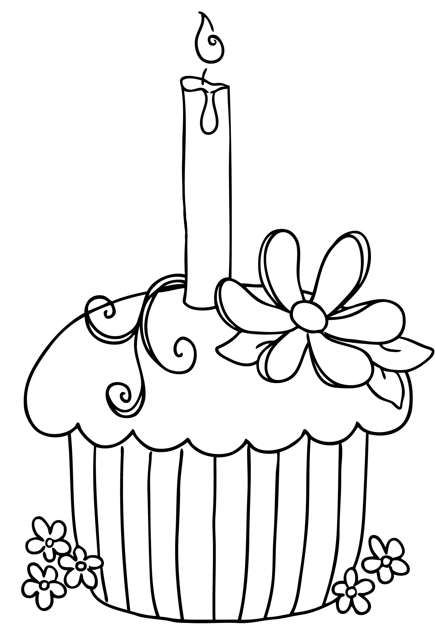 Cupcake With Candle Coloring Pages - Cookie Coloring Pages ...