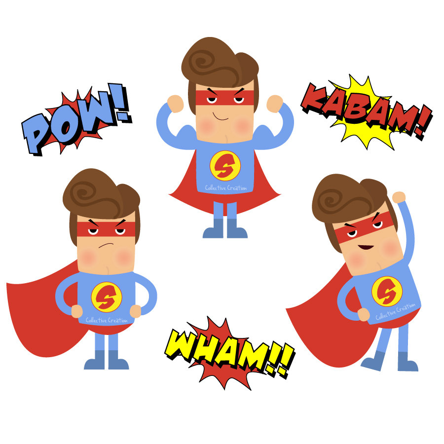 Superhero Digital Clipart Set Personal and by CollectiveCreation