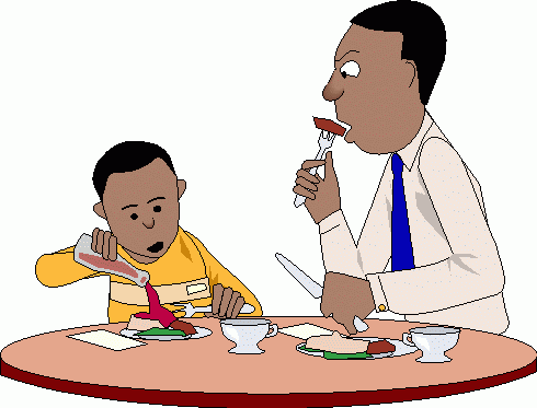 child_eating_with_father clipart - child_eating_with_father clip art