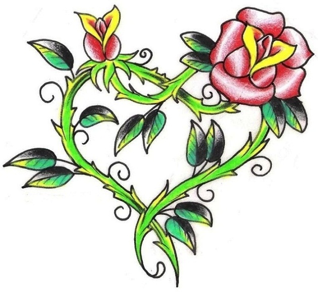 Cross With Vine Red Roses Flower Tattoo Drawing Art And Beautiful ...