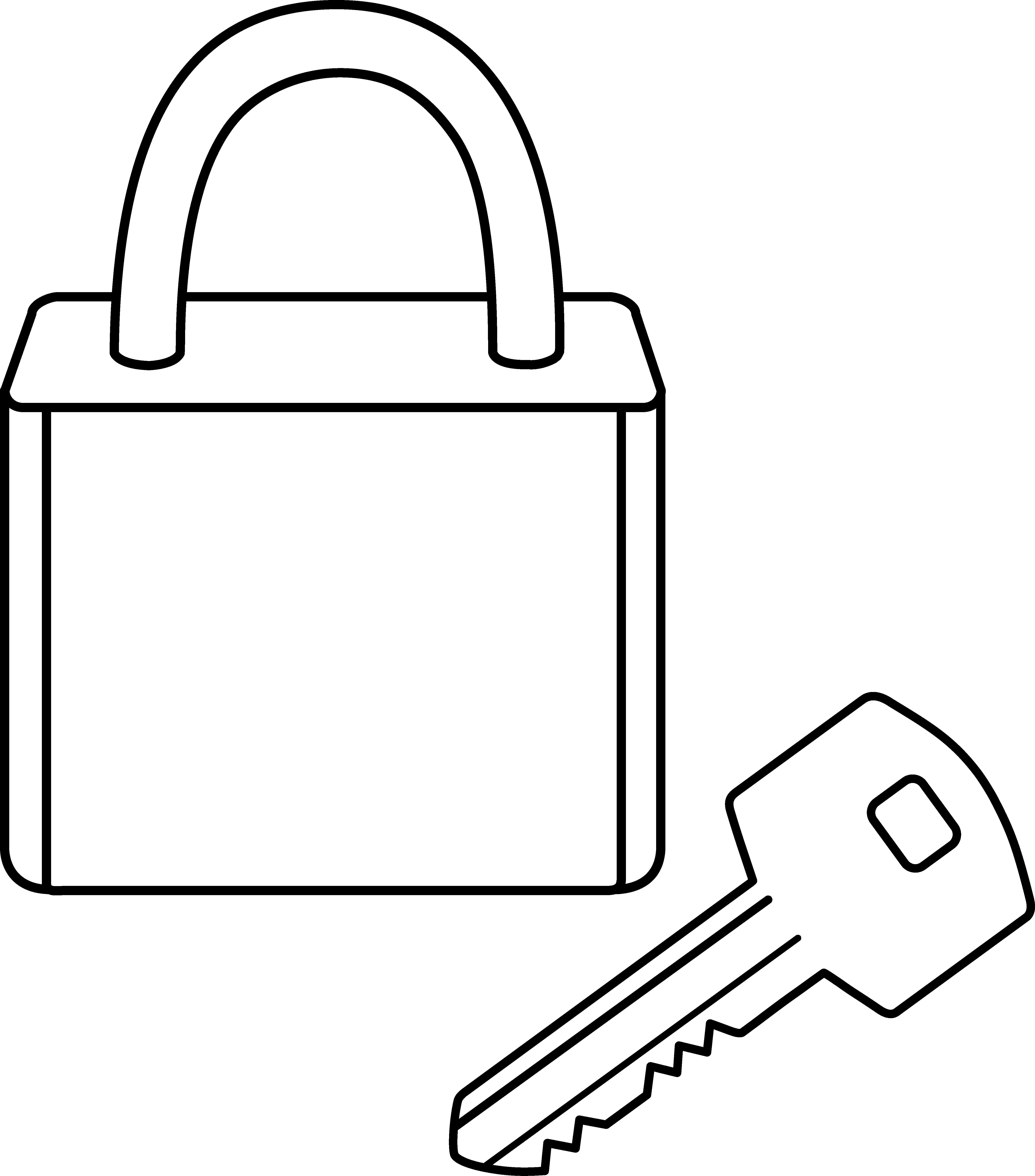 Lock and Key Line Art - Free Clip Art