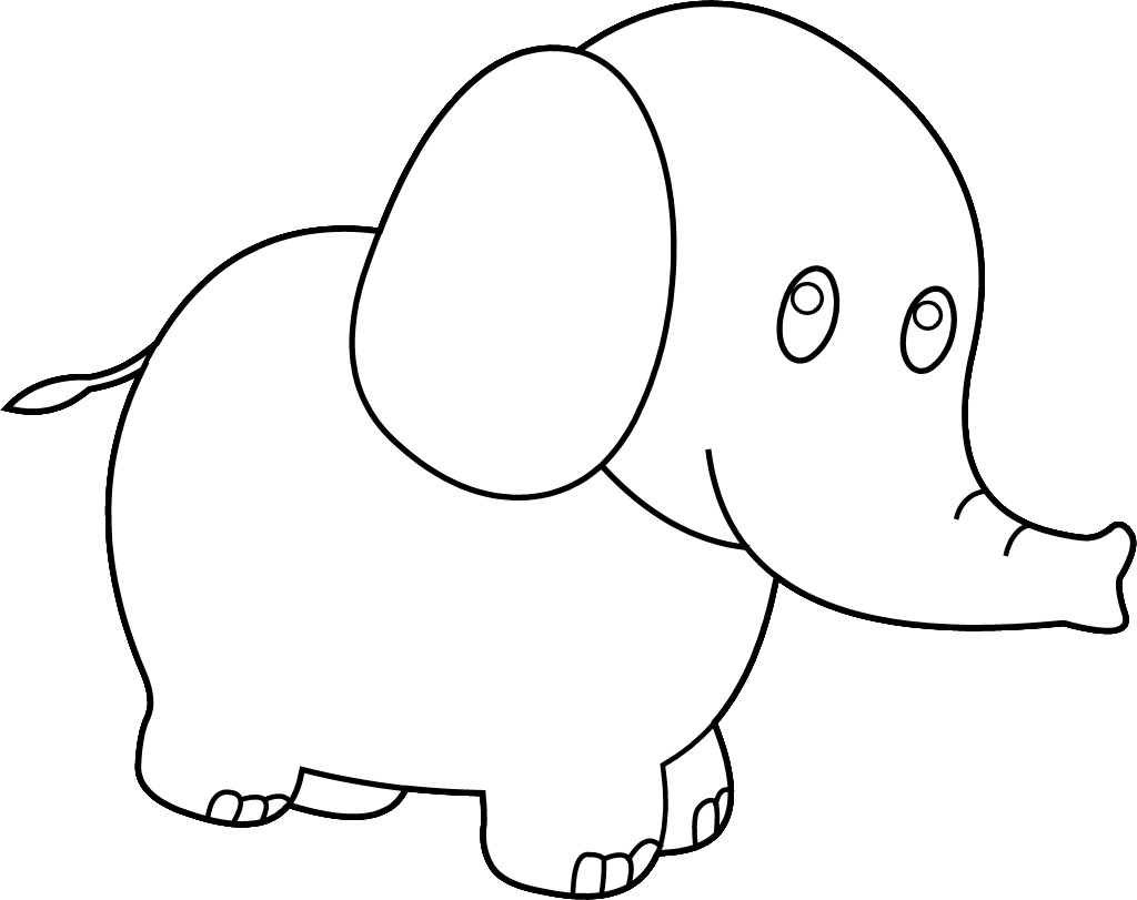 Cute Elephant clip art free coloring pages | Coloring Pages