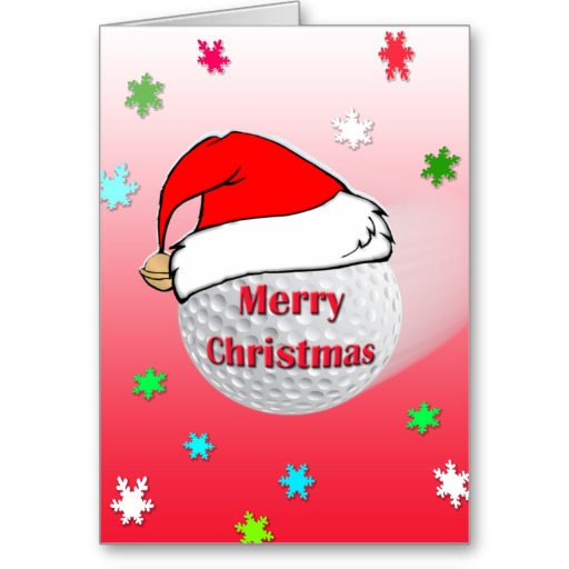 Merry Christmas Golf Ball Santa Hat Greeting Card | Zazzle