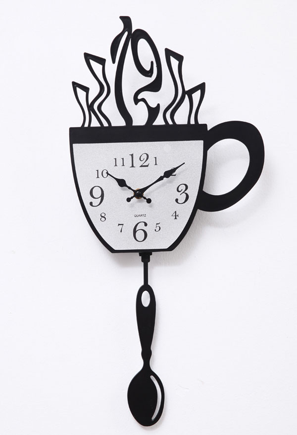 Kitchen: The Hot Coffee Cup Design Od Kitchen Wall Clock