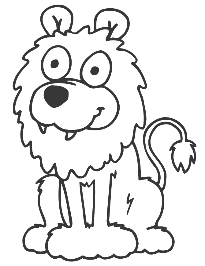 Cute Cartoon Lion Coloring Page | HM Coloring Pages