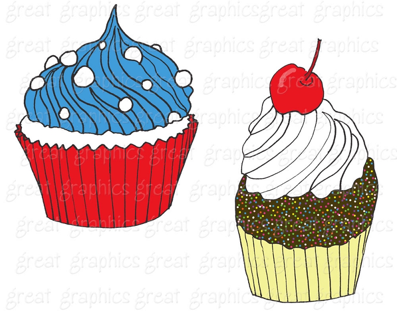 Birthday Party Printable Cupcake Clip Art for Invitations