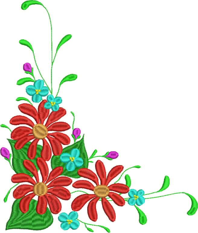 Embroidery design of Large Floral Border Corner, 200mm x 167mm ...