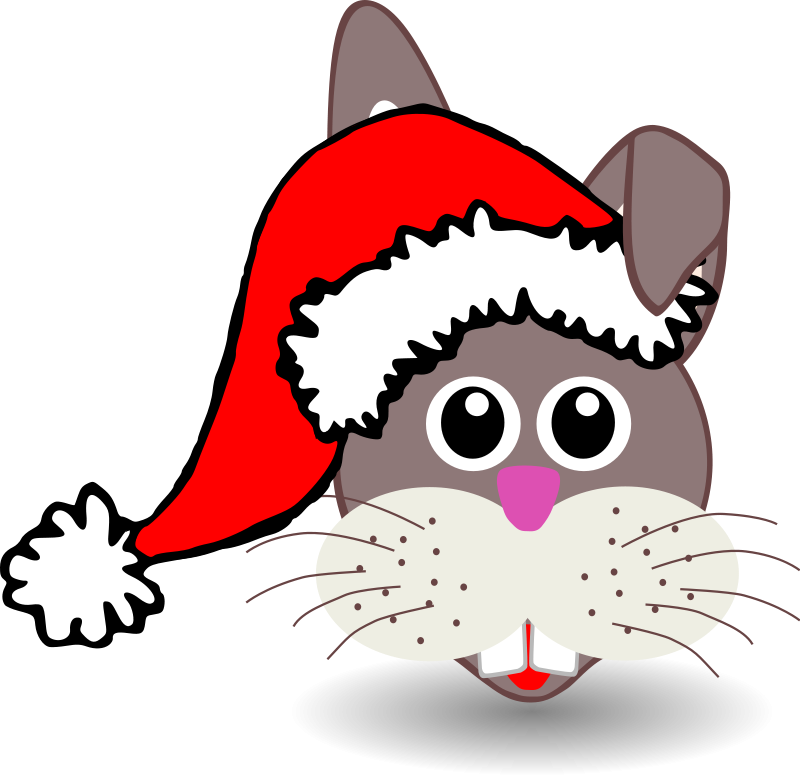 Funny bunny face with Santa Claus hat Free Vector / 4Vector