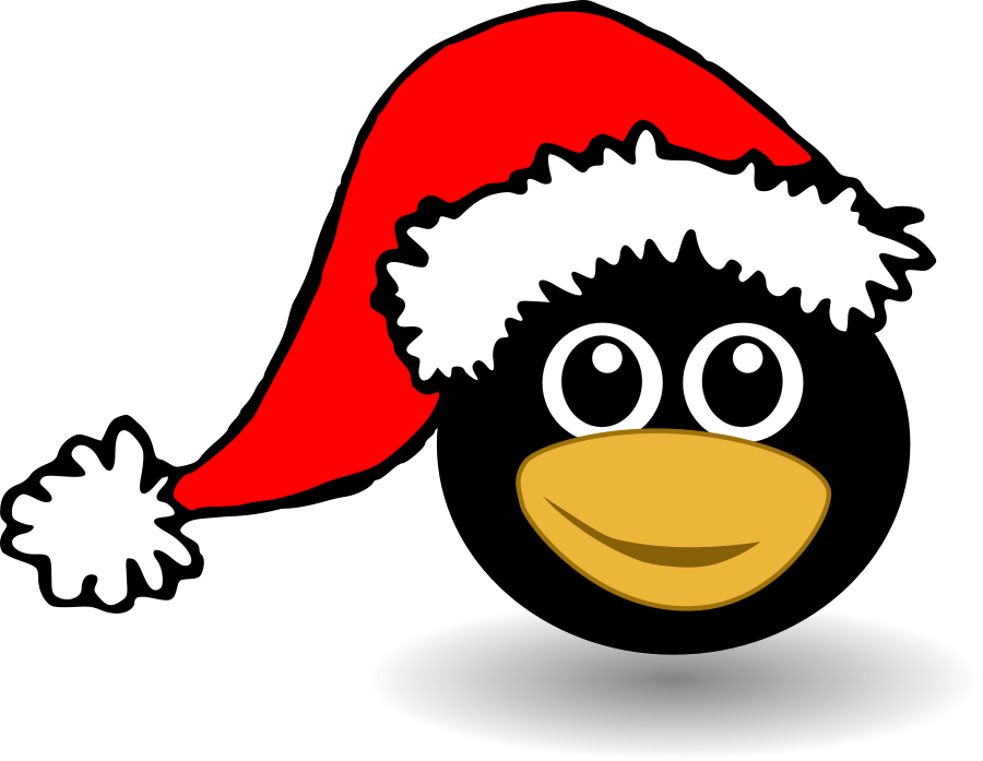 Funny tux face with Santa Claus hat small clipart 300pixel size ...