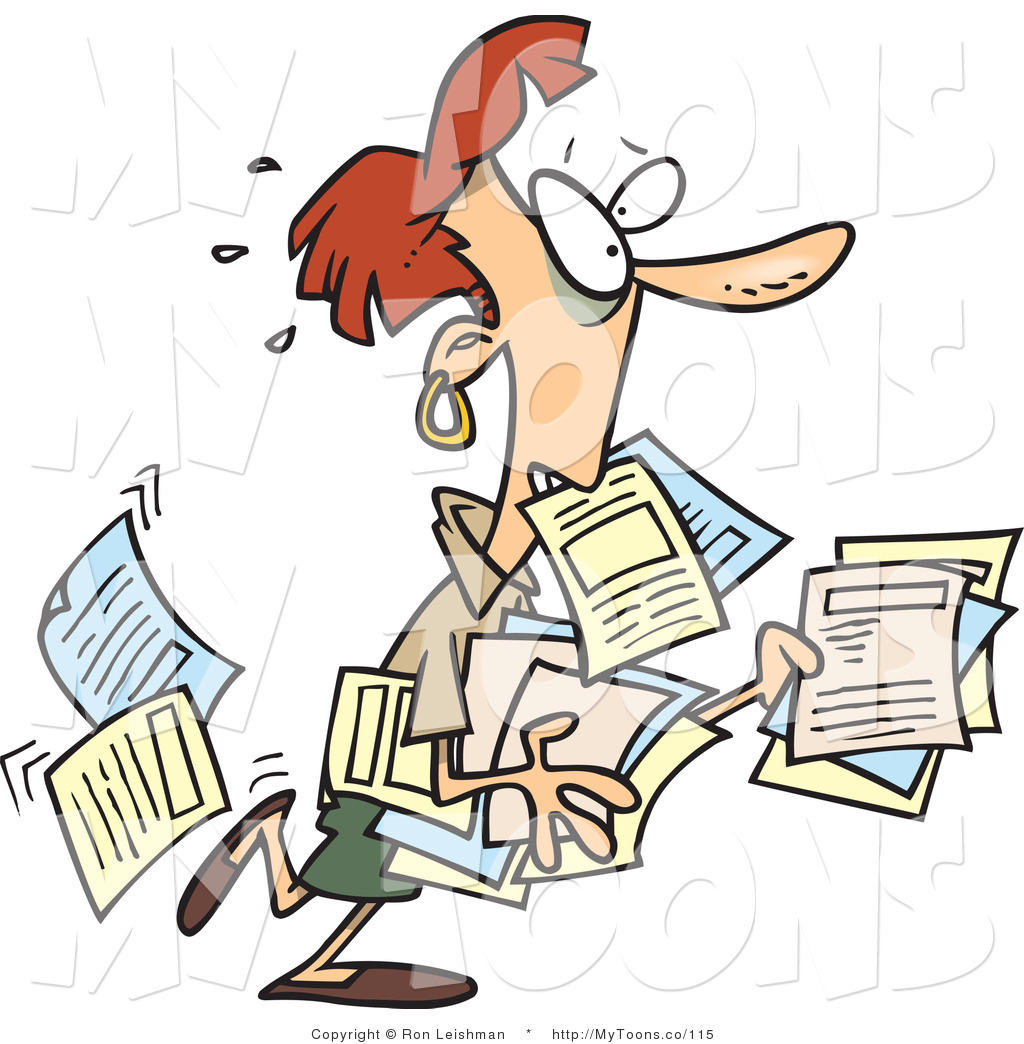 Vector Cartoon of a Stressed Red Haired Business Woman Carrying ...
