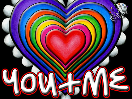 COOL Rainbow Hearts - U + ME - From Jellybean's Notebook