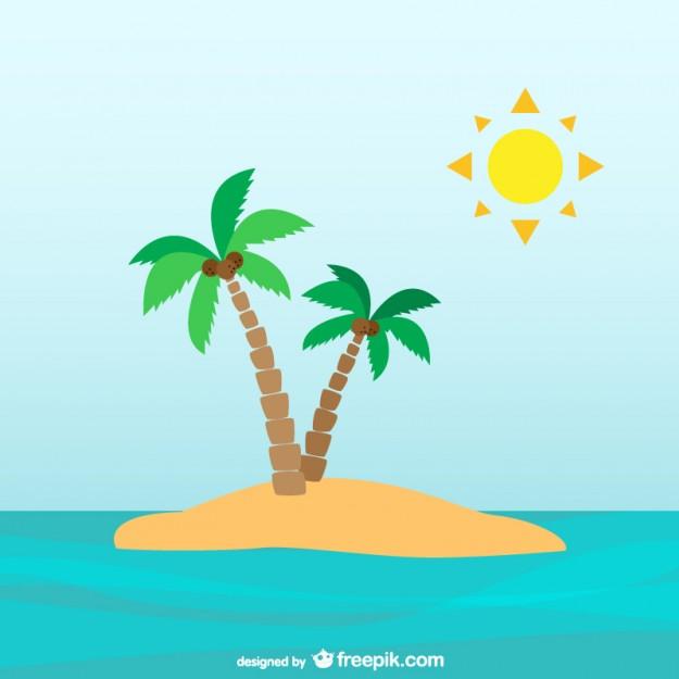 Palm Trees On Desert Island - Free Cartoon Vector Download Natural ...
