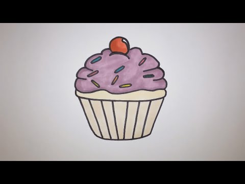 How To Draw A Cartoon Cupcake Step By Step (EASY) - YouTube