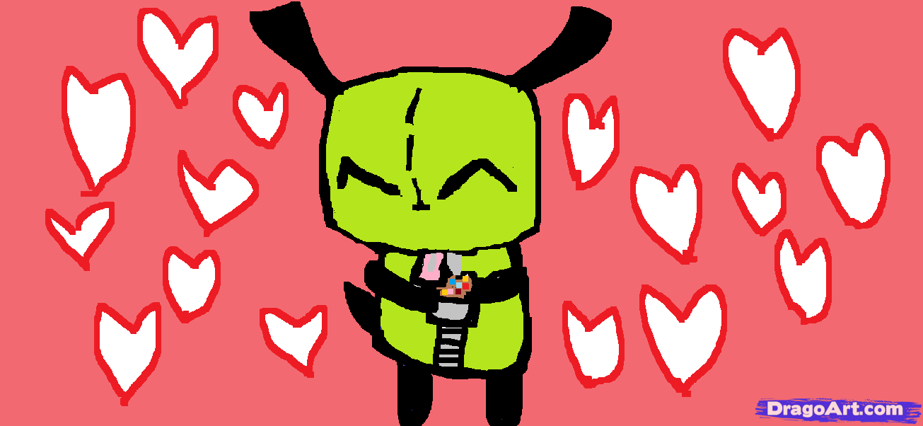 How to Draw Gir holding a cupcake, Step by Step, Characters, Pop ...