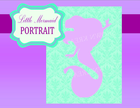 LITTLE MERMAID Party -Silhouette- Wall Portrait -Girl Birthday ...