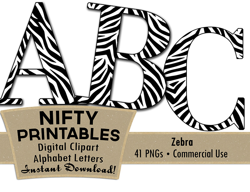 Zebra Alphabet - Animal Print - Nifty Printables