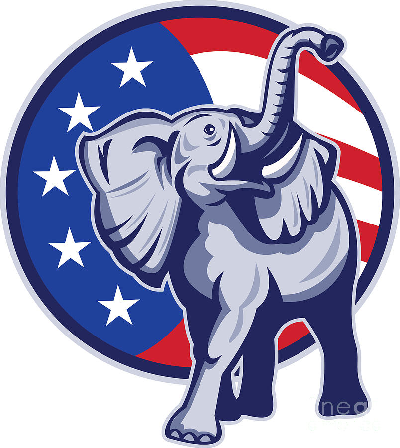 Republican Elephant Mascot Usa Flag by Aloysius Patrimonio ...