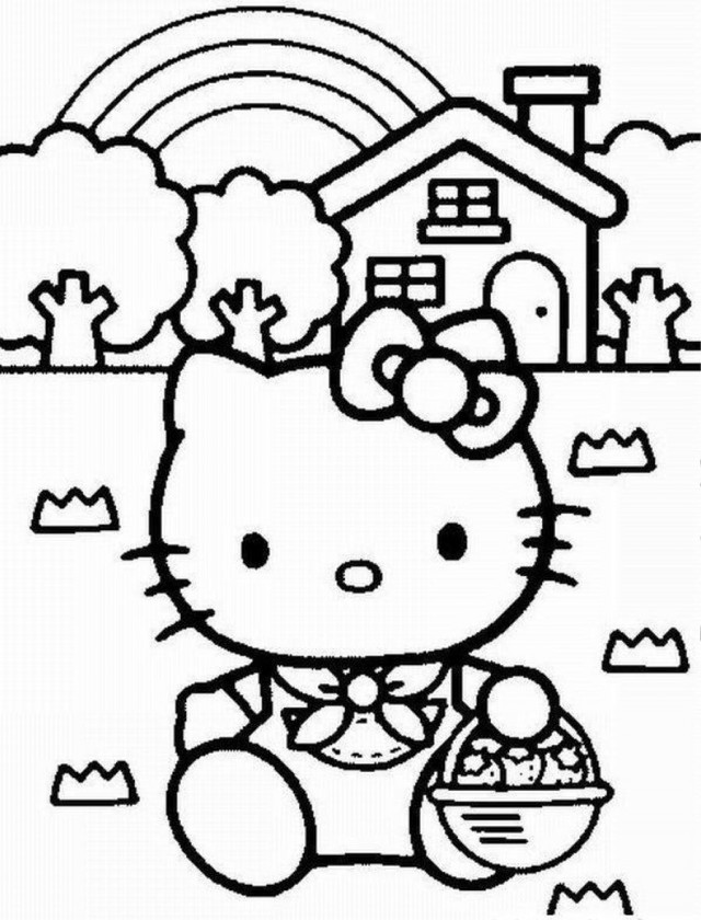 Hello Kitty Picnic Basket Coloring Page Coloringplus 229938 Pucca ...