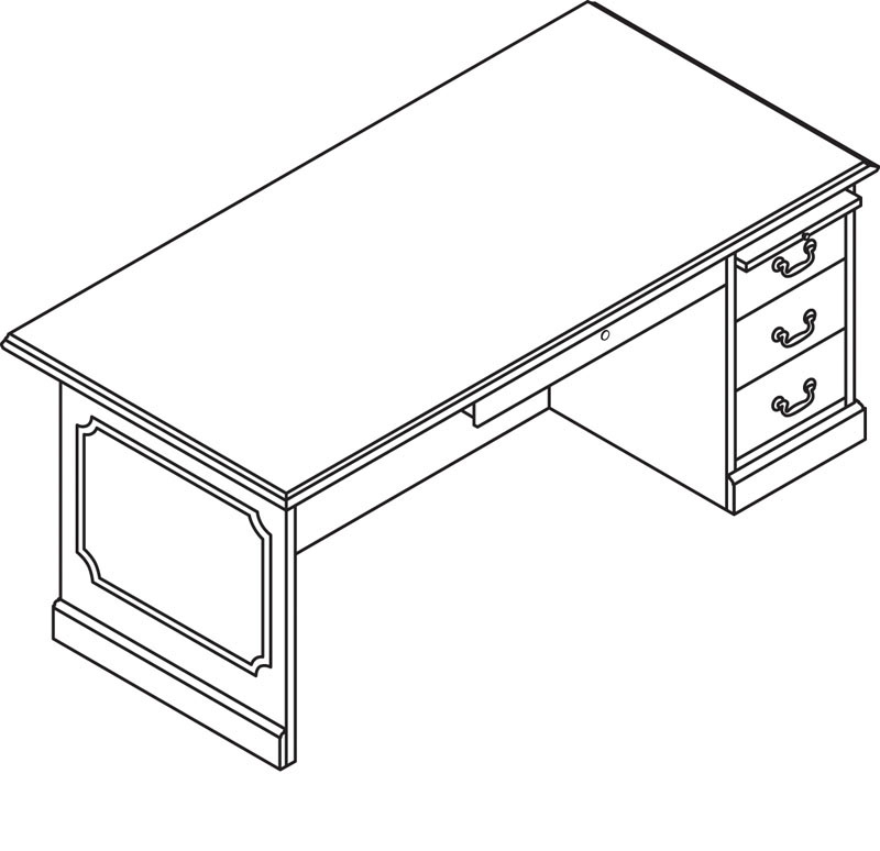 HON 94000 Series 72 inch Right Single Pedestal Laminate Desk