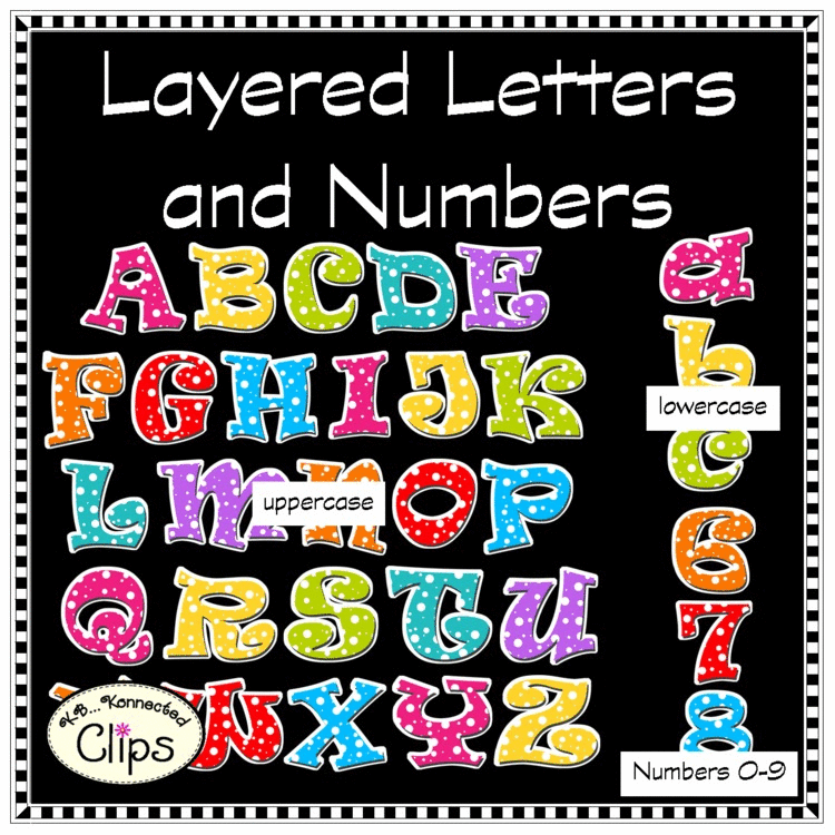 Layered Letters and Numbers Clip Art