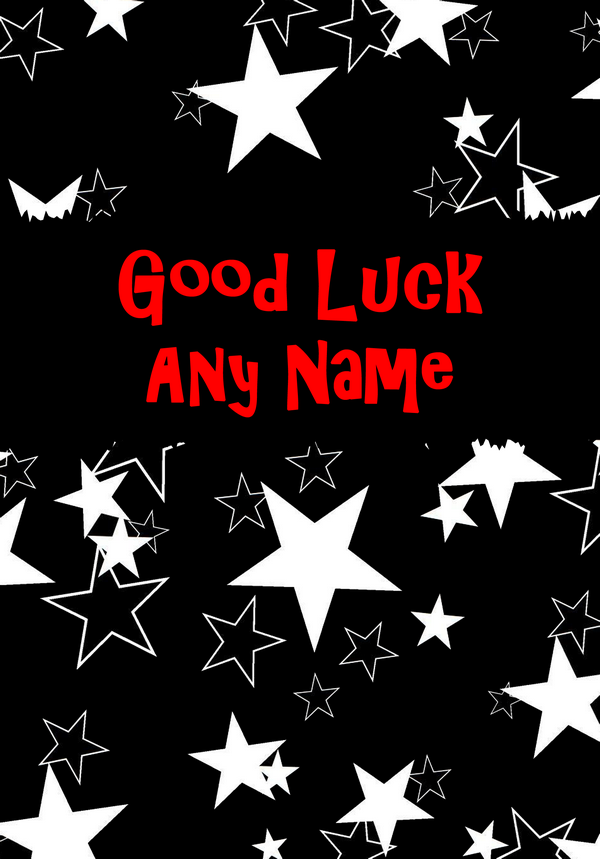 Black And White Stars Personalised Good Luck Card