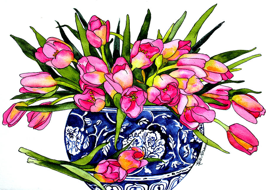 Pink Tulips by Kate Larsson - Pink Tulips Painting - Pink Tulips ...