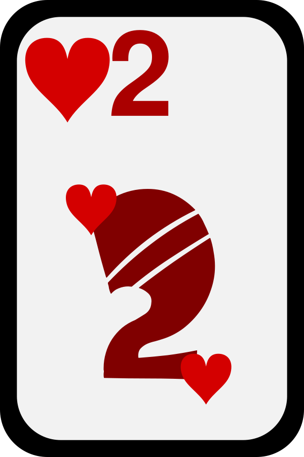 Two of Hearts small clipart 300pixel size, free design