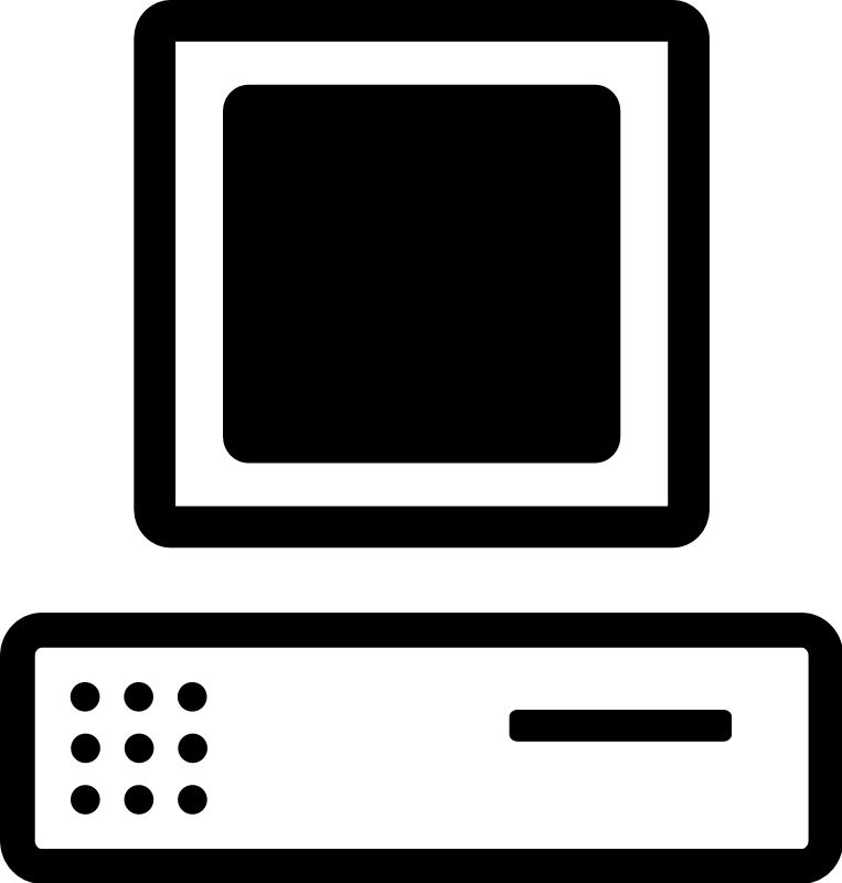 B&W Cartoon Computer (base + Monitor) Clip Art Download
