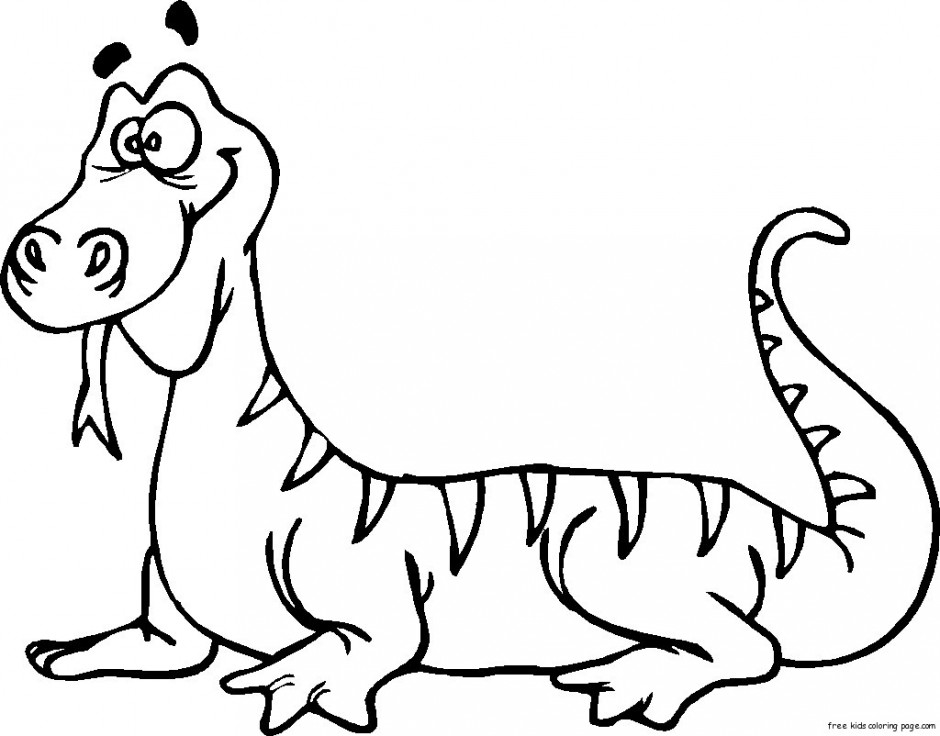 Vector Of A Cartoon Sun Bathing Lizard Outlined Coloring Page By ...