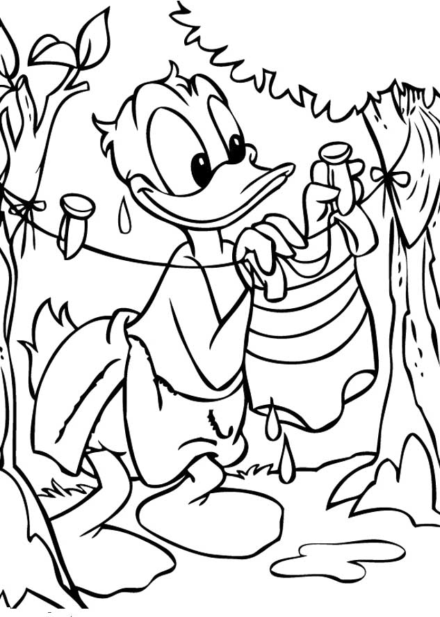 Donald Duck Clothes Drying Coloring Pages - Donald Duck Cartoon ...