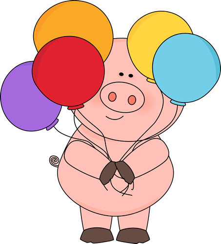 Pig with Balloons Clip Art - Pig with Balloons Image