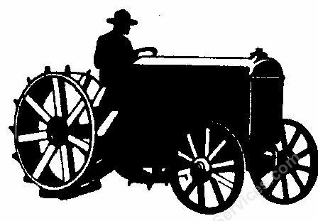 Early iron wheel tractor - farming clipart